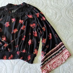 Angie brand black and red floral blouse size M